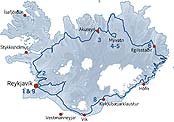 Маршрут тура на карте Исландии 